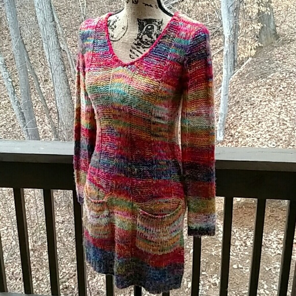 Gorgeous Rainbow Tunic Sweater Dress 